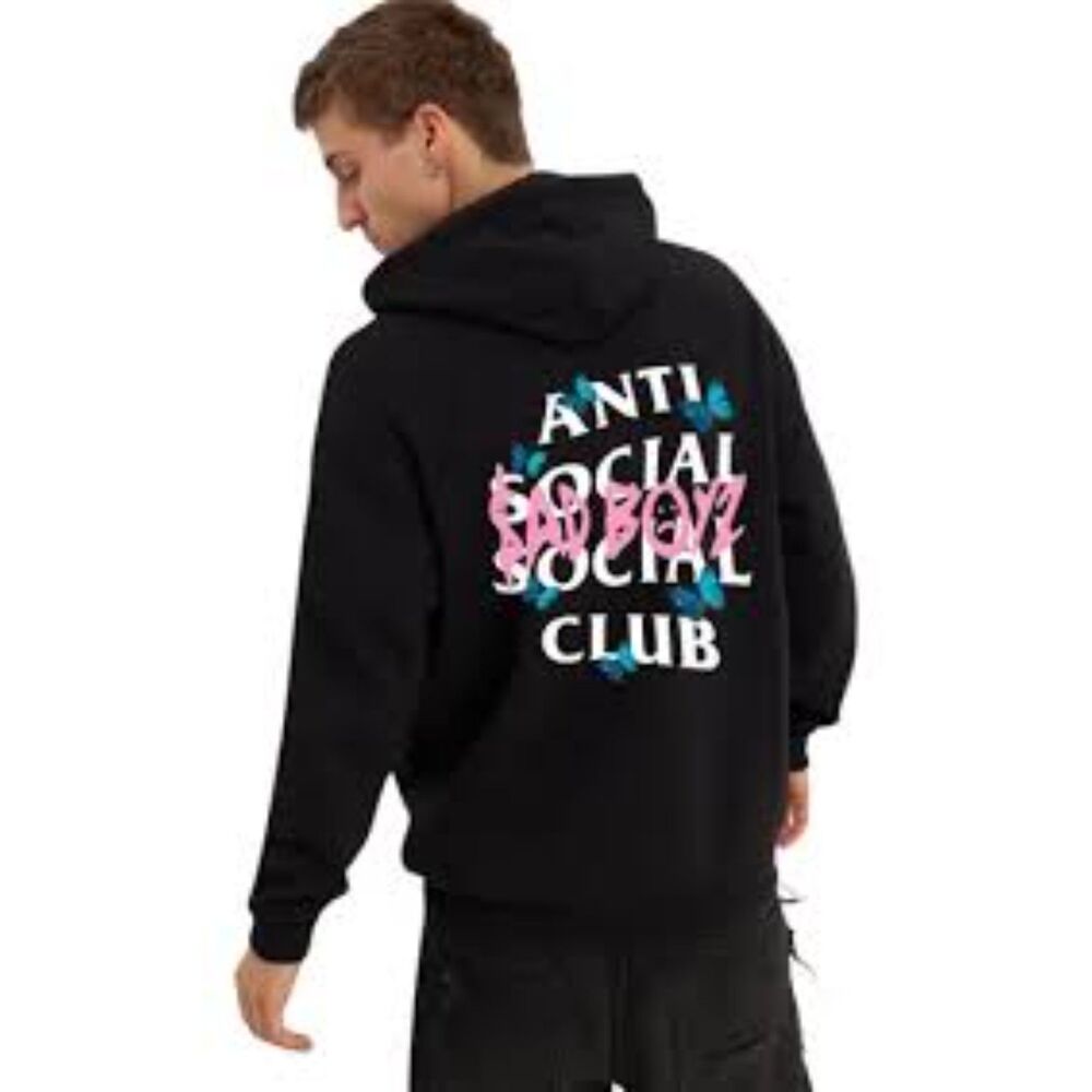 Anti Social Social Club x Sadboyz “Sad and Anti Social” Black Hoodie Mariposas